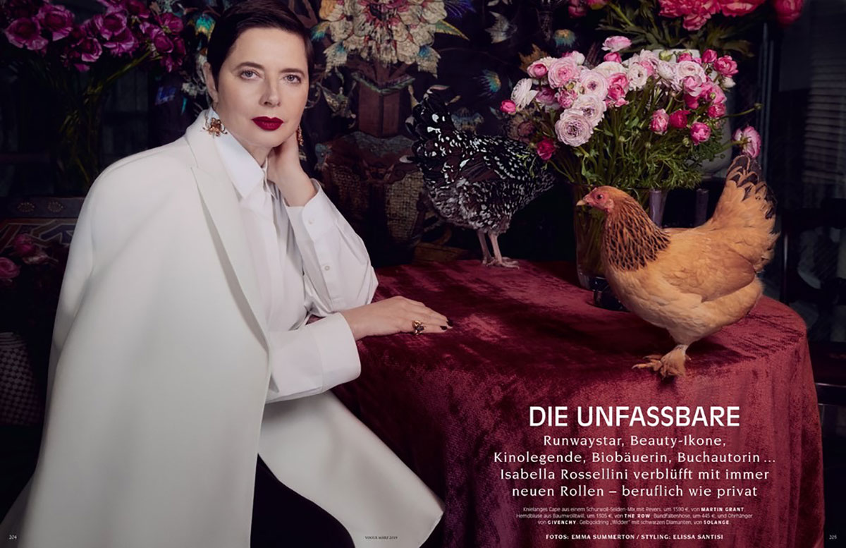 Vogue, Germany, Isabella Rossellini, chicken